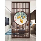 中式 屏风隔断墙现代简约实木装 饰客厅办公室山水花鸟纱画玄关