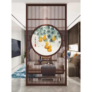 中式 饰客厅办公室山水花鸟纱画玄关 屏风隔断墙现代简约实木装