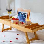 欧式 折楠实竹制浴缸可叠拉伸卧架室置物竹333架多色带脚浴室架