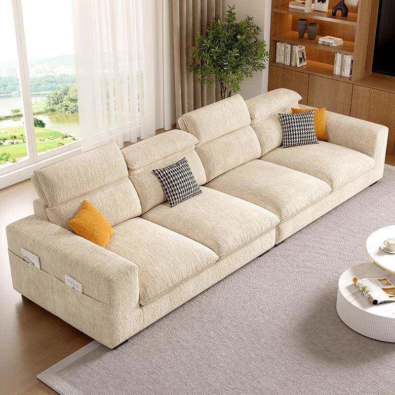 奶油风布艺沙发大小户型客厅棉麻现代简约雪尼尔绒可拆洗贵妃沙发
