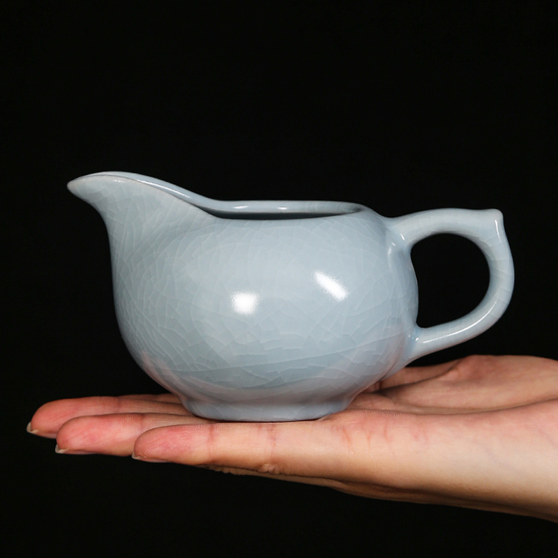 汝窑公道杯开片冰裂大号公杯茶海分茶器茶漏功夫茶具陶瓷汝瓷