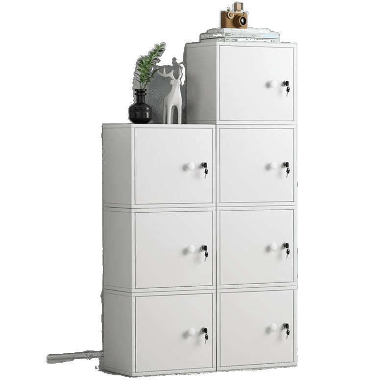 书架自由组合格子书柜落地门简易学生柜防盗收纳带柜子锁储物柜