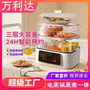 家用智能蒸煮炖一体电蒸锅电蒸三层蒸笼多功能早餐机礼品批发 新款