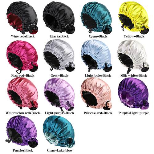 Satin Solid Wide-brimmed Sleeping Hat Night Sleep Bonnet帽子