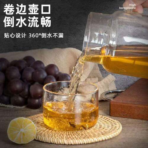 800ml喝水杯带盖家用耐高温玻璃杯子女带把刻度杯男泡茶杯高硼硅