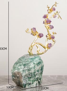 新款天然水晶招绿意萤家居摆件轻奢客厅玄关创装饰电石视柜办公室