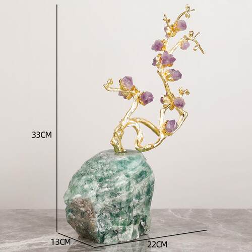 高档然水晶绿萤柜石天家居摆件创轻奢客厅玄关意装饰电视办公室招