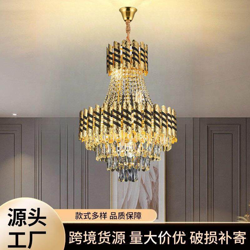 后现代轻奢水晶吊灯新款水晶灯圆形客厅吸顶灯卧室餐厅酒店客厅灯