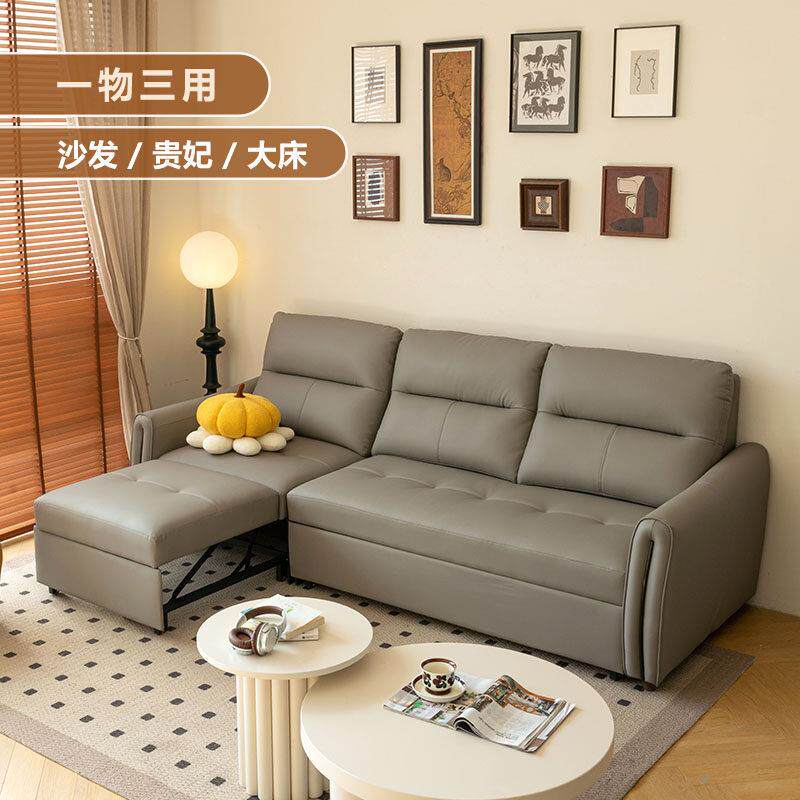 沙发床两用多功能可折叠小户型双抽拉可隐藏贵妃实木折叠床网红款