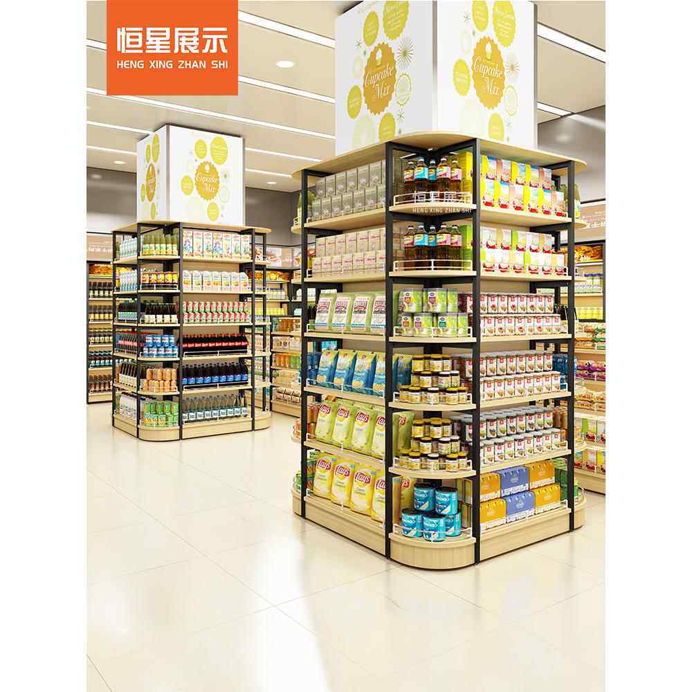 E3X恒多星住超市便利店6钢木FNO组合包柱子围货架中间柱功能展示