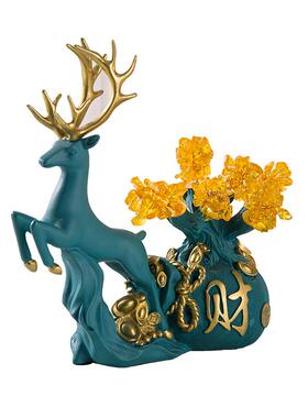 招财鹿品摆创意家居装饰玄关柜手工客厅件电视新居轻奢8791办公室