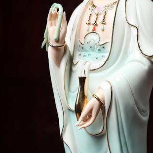 戴玉堂陶瓷摆件立莲杨柳枝渡海观音菩萨像观世音佛像客厅家用供奉