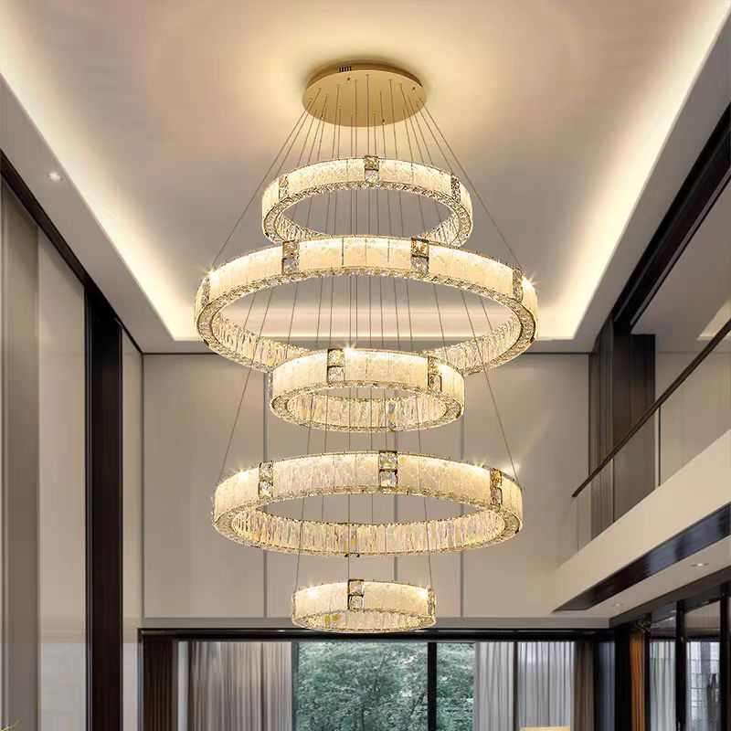 复式楼大吊灯中空客厅吊灯别墅楼中楼挑空大厅吊灯奢华高端水晶灯