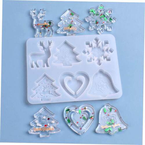 Christmas Mold DIY Resin Crystal Epoxy Mold Snowflake Elk Pe