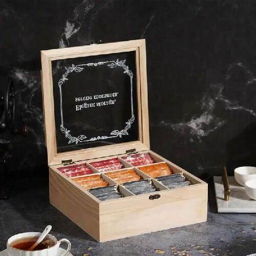 Tea Organizer Storage Box 9 Grid Tea Chest Storage Box