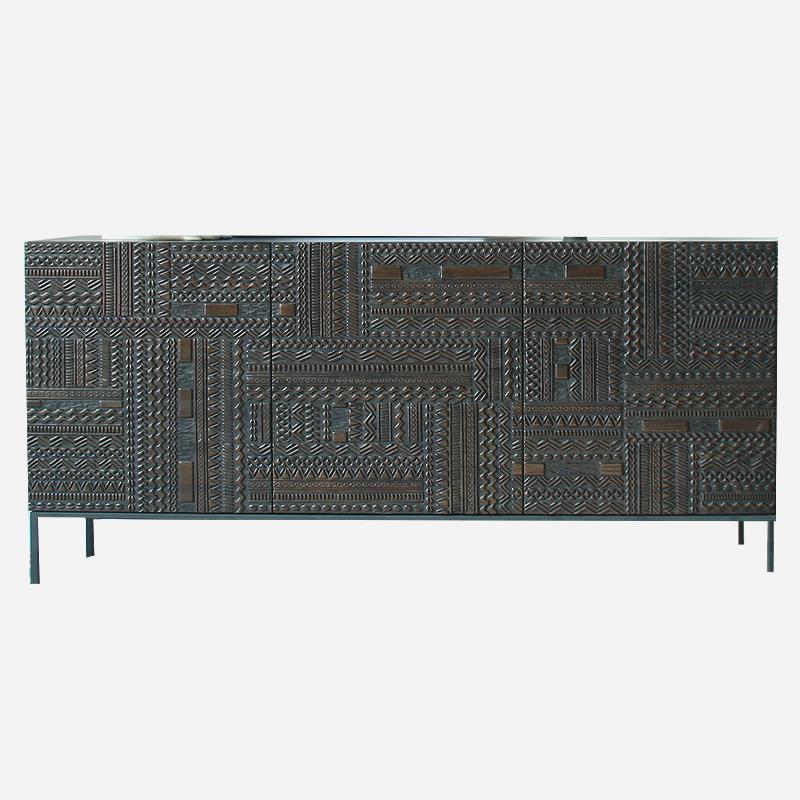 正品北欧比利时表情家印餐俱柜尼进口雕花实木柚木电视柜轻奢关玄