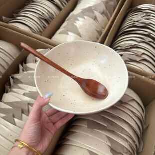 一诺厨房复古泼墨墨点大号陶瓷盘ins哑光8英寸深盘盘子沙拉汤菜