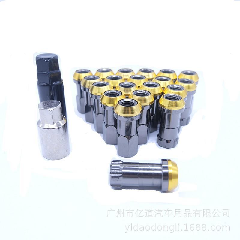 4汽车改装锻造金钢轮毂螺轮毂螺丝丝R合钢轮胎0防盗螺母螺帽长款