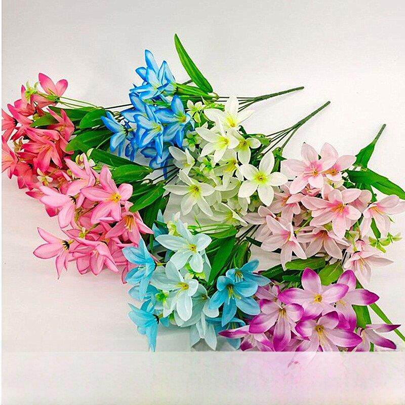 单支彷真花水仙小百合把花手捧花束绢花假花家居摆放隔断花坛装饰