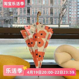 日本进口WPC长柄伞晴雨防晒黑胶北欧花朵parasol防紫外线2024