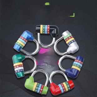 健身房密码锁四位数挂锁大u型全金属防盗窗门锁橱柜锁衣柜行李箱