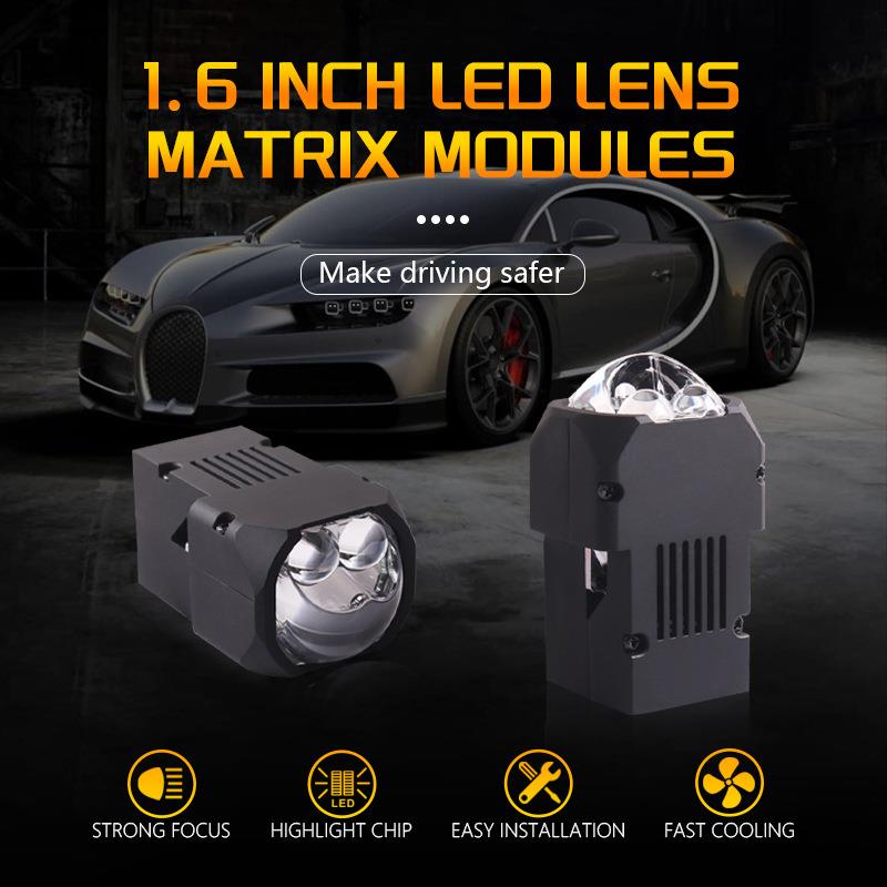 三为车灯1.6寸12V 51瓦6000k双眼高亮M20 led双光透镜模组前大灯