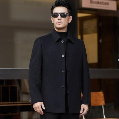 双面羊绒大衣男年加冬厚可拆卸羽绒外套商务中长款羊2356-KJ毛季