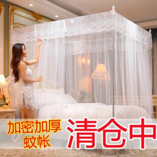 新款纹蚊帐家用三开门1.8X2米双人床支架老式1.2M单人公主风