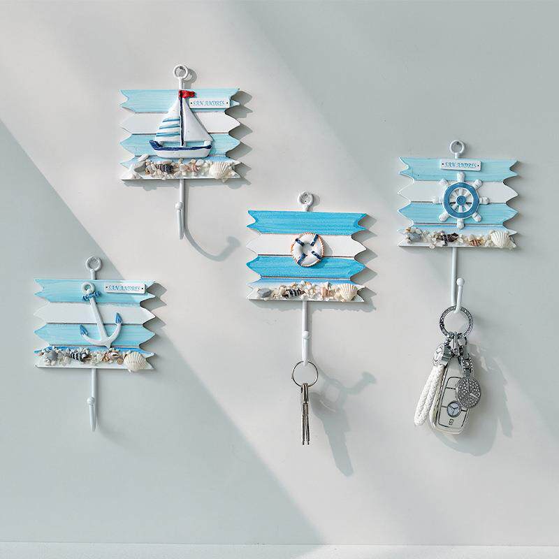 地中海风格挂钩衣帽铁艺挂钩壁挂置物架门后挂衣钩墙壁家居装饰品