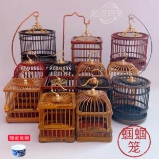 红木螽斯笼子圆形螽斯笼红酸枝铜钩红檀方形乌木实木精品高端笼具