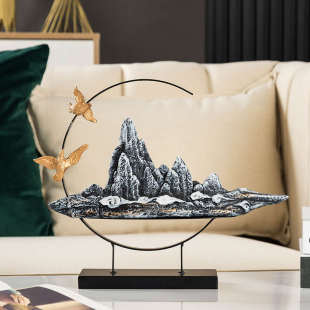 假山石头造景博古物架软装饰品现代新中式家居轻奢玄关酒柜小摆件