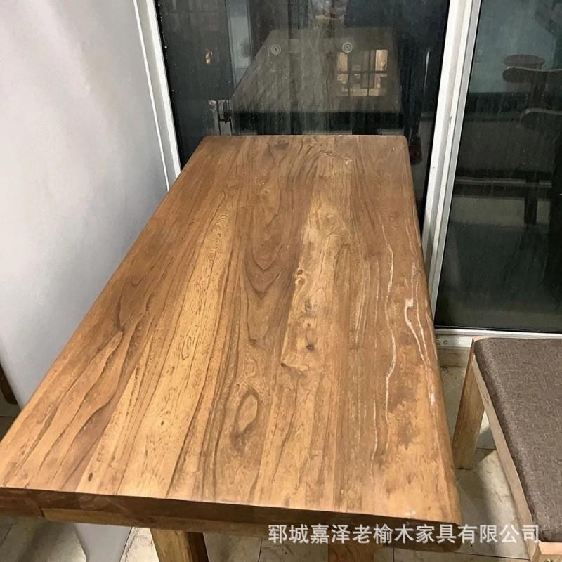 老榆木门板茶桌民宿家用茶楼现做复古饭桌餐桌实木花艺桌吧台