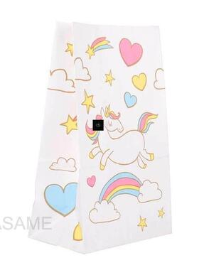 12pcs Unicorn Party Paper Bag Birthday Gift Bags Pink Candy