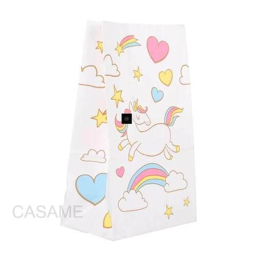 12pcs Unicorn Party Paper Bag Birthday Gift Bags Pink Candy