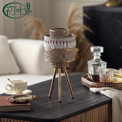 底摩洛哥铁风艺镂空烛台饰品个性创意桌面烛古台A3185座美式仿节