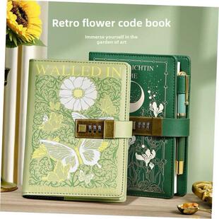 password book retro notebook for girls lock diary密码日记本