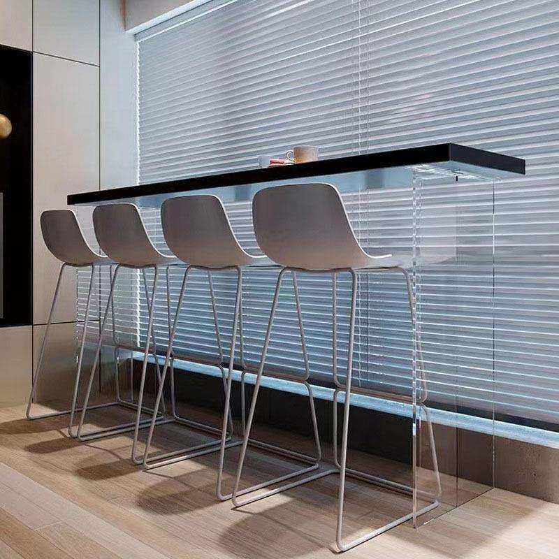 亚克力实木吧台桌黑色家用客厅休闲高脚窄桌透明悬浮靠墙长条桌子