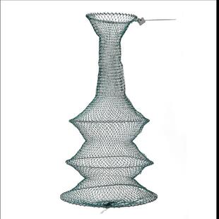 特价南韩绞丝小鱼护加粗不锈钢软钢丝小密网眼折叠鱼护黑坑鱼网兜