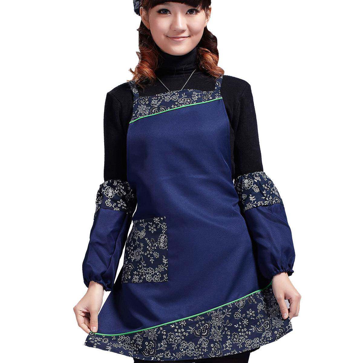 七之莲特色时尚围裙 湘西苗寨复古风工艺棉质印花布围裙+袖套防污