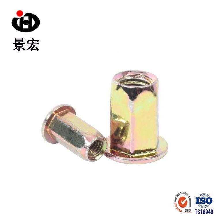 厂家销售 蓝白锌平头全六角铆螺母 彩锌防水密封拉铆螺母 M4-M12