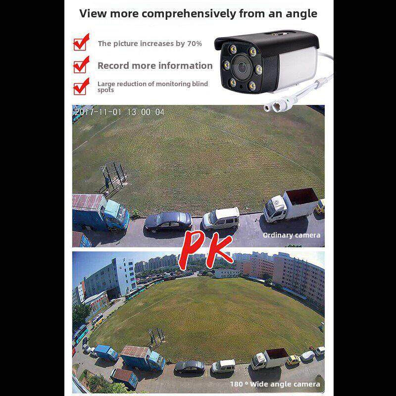 180度广角监控摄影头全景鱼眼摄像头高清有线POE户室外数字摄像机