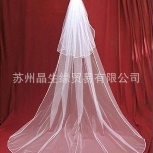 Beiguang mesh overlock double layer long veil with comb