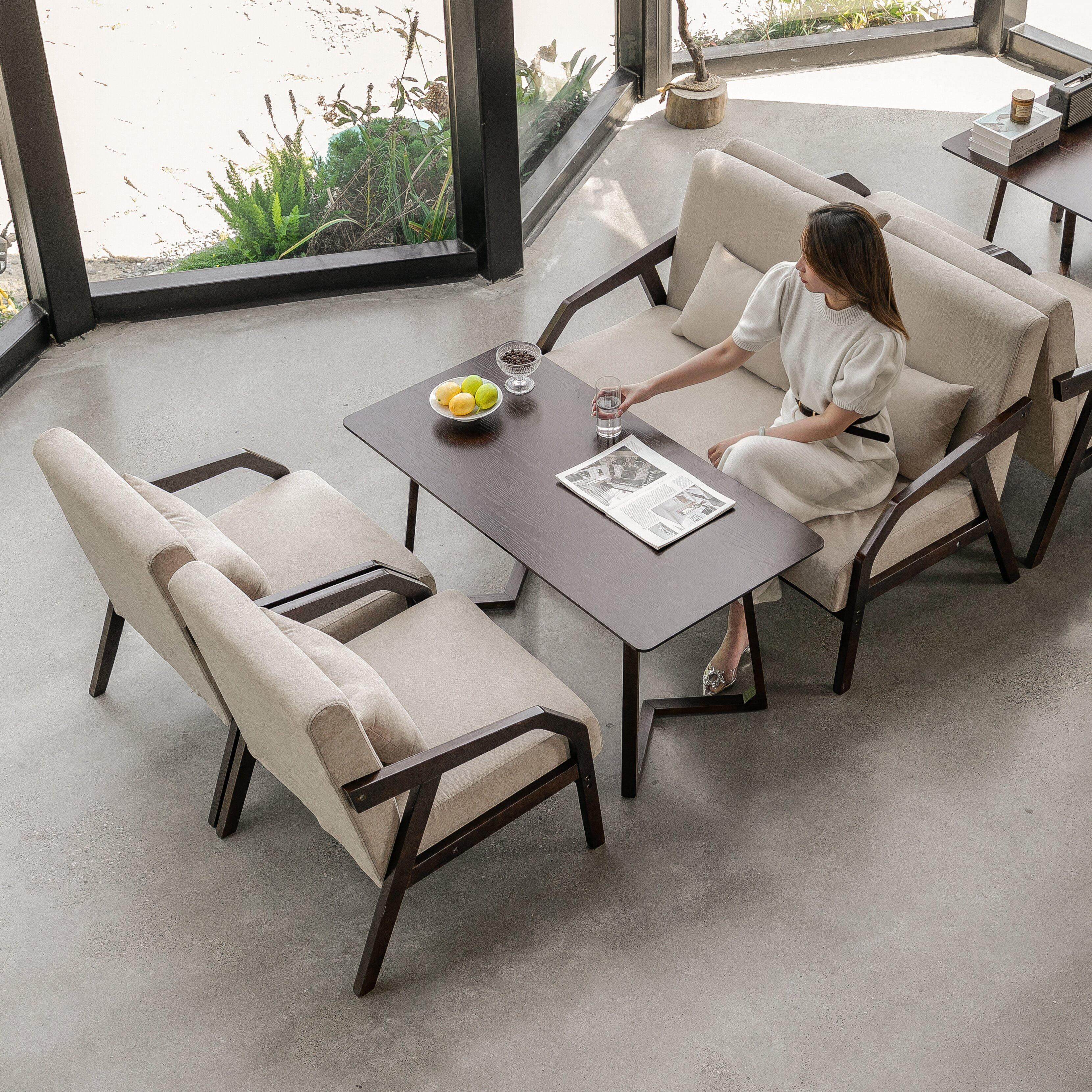 咖啡厅实木沙发桌椅组合复古奶茶店洽谈休闲书吧休息区民宿沙发椅,商业/办公家具,沙发,淘宝优惠券,粉丝福利购,淘宝优惠卷