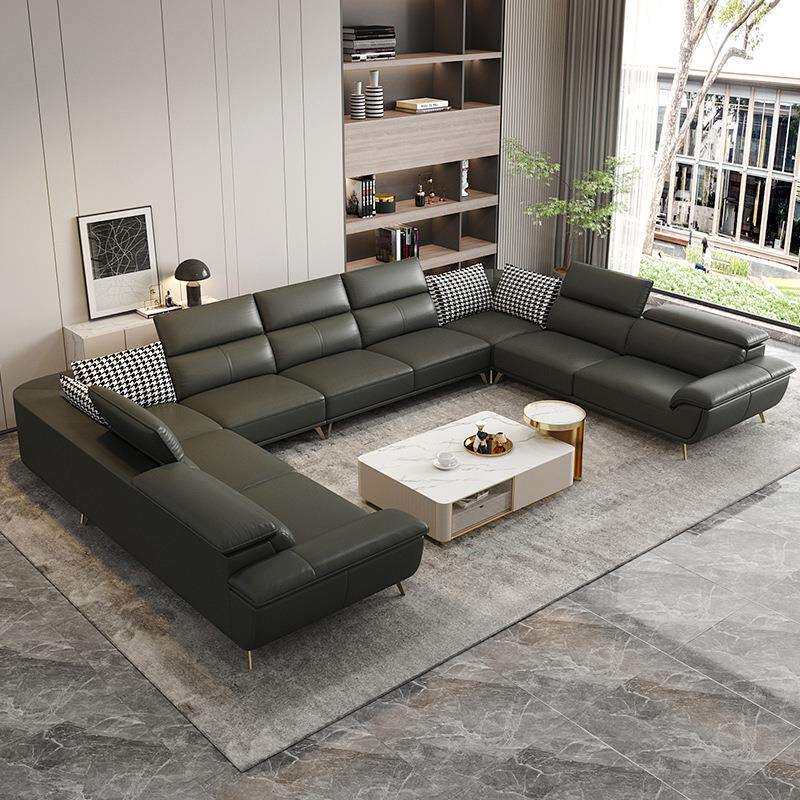 现代简约皮沙发客厅大户型转角贵妃U型沙发接待出口外贸SOFA