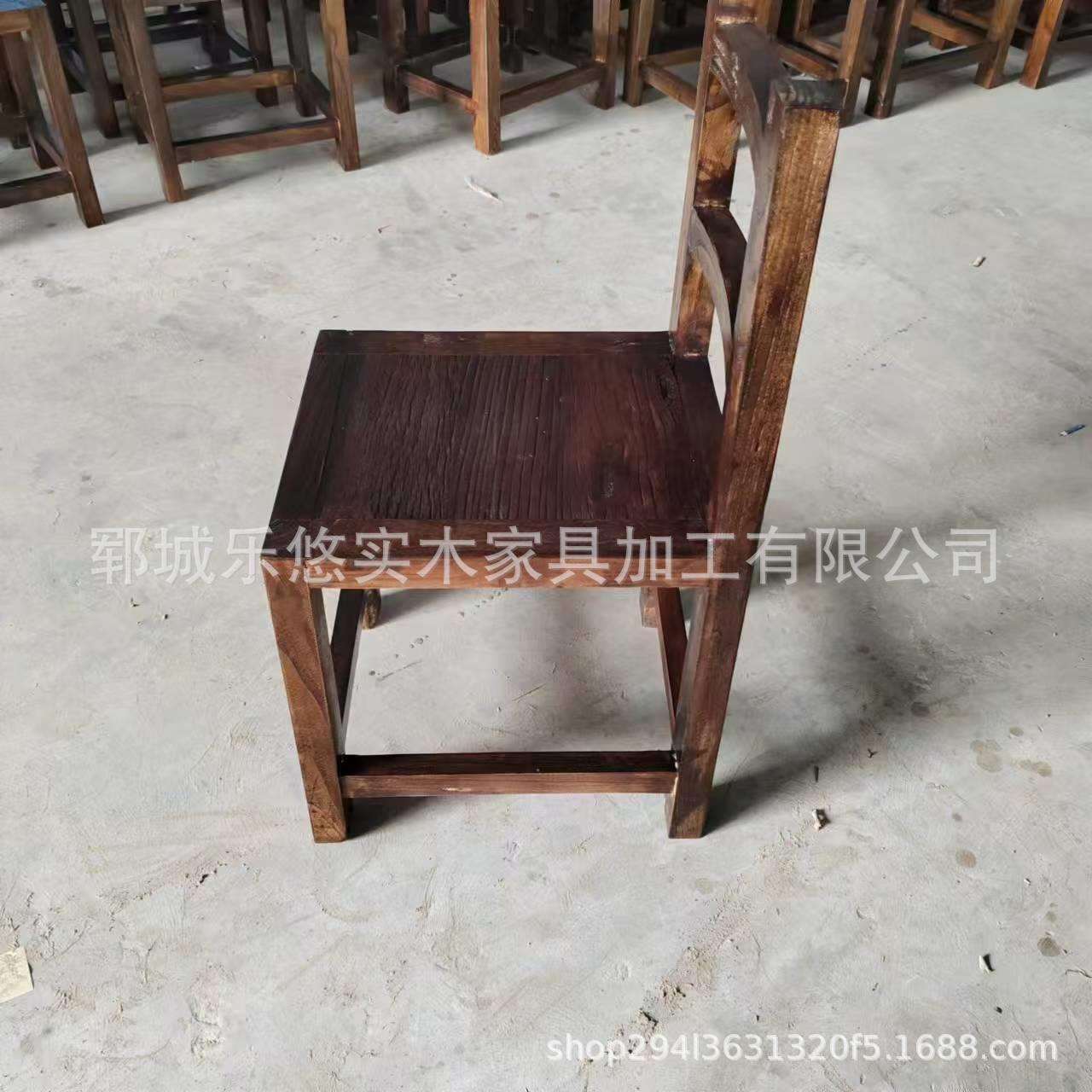 复古做旧椅子实木靠背椅家用凳子饭店用椅子榆木餐桌椅民宿家具