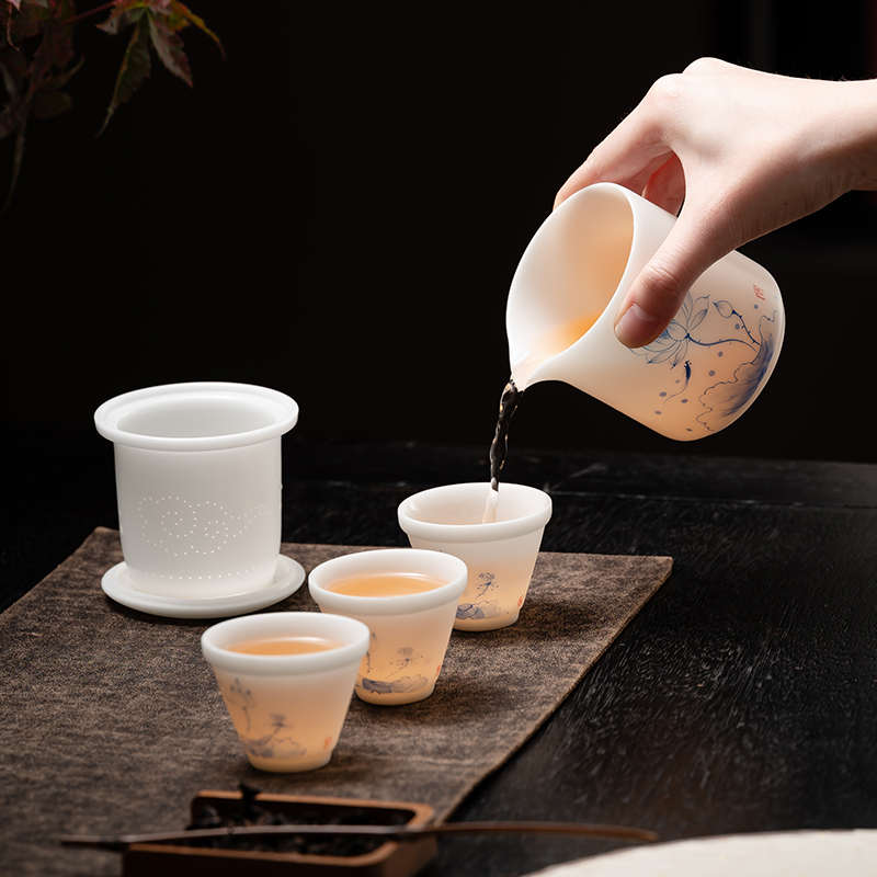 高档旅行茶具套装露营外出一壶三杯泡茶壶茶杯带过滤内胆便携快客