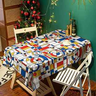 正品蒙德里几格子小方安格桌布防水客厅茶几欧垫北风何学生电脑桌