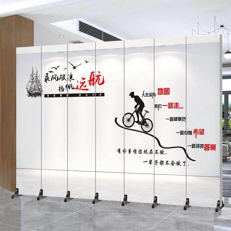 新中式办公室屏风隔断玄关背景客厅卧室入户家用简易布艺移动折屏