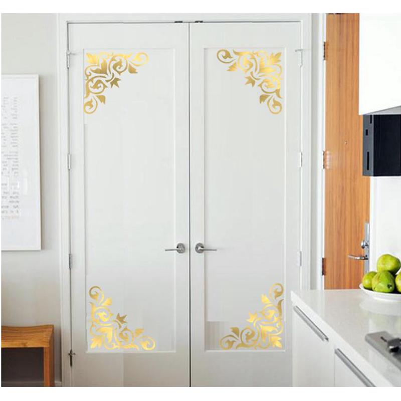 7K1中国风中式对角墙贴纸金色边框贴画幼儿园环创阳台店铺玻璃门