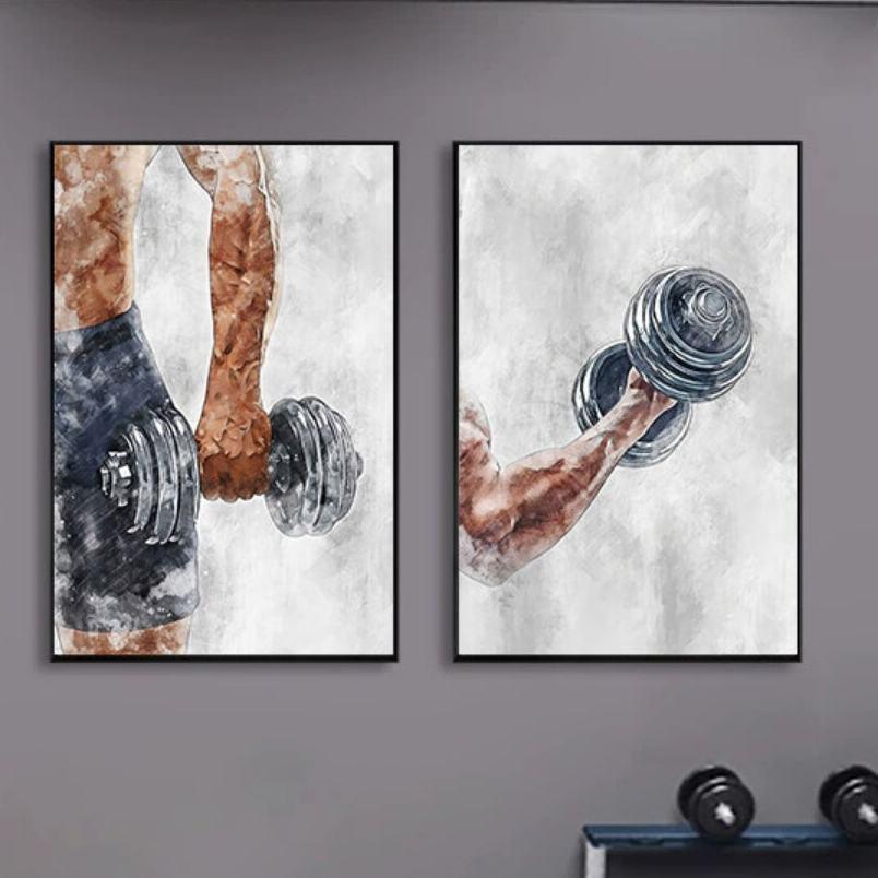 健身房墙面装饰画工业风健美工作室挂画运动体育海报励志抽象壁画
